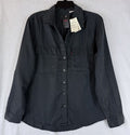 Levis Doreen Utility Shirt Medium Womens Gray Roll Tab Lyocell Button New NWT