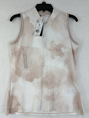Adidas Womens Golf Polo Ultimate365 Medium Shirt Sleeveless Taupe Pink New NWT