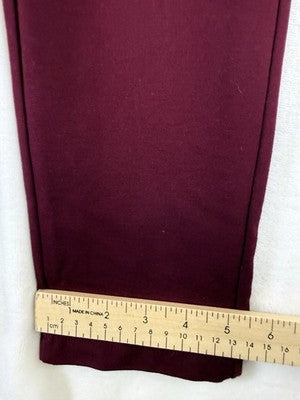 Liz Claiborne Lori Leggings Large Burgundy Red Women Slimming Pull On Ponte Knit