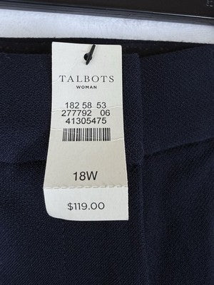 Talbots Dress Pants 18W Hampshire Navy Blue Plus Size Womens New NWT
