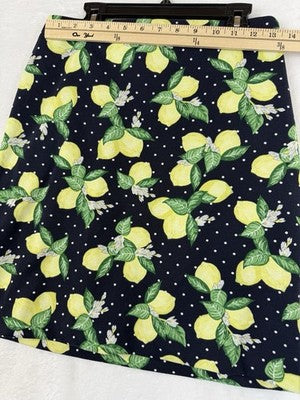 Talbots Skirt 2 Petite Short Navy Lemons Fruit Womens 2P Stretch Pencil A Line