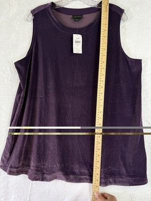 J Jill XL Top Sleeveless Purple Velour Velvet Womens New NWT