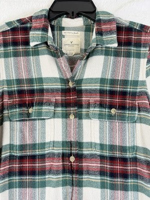 American Eagle Amazingly Soft Shirt Small Womens Red Plaid Top Long Sleeve