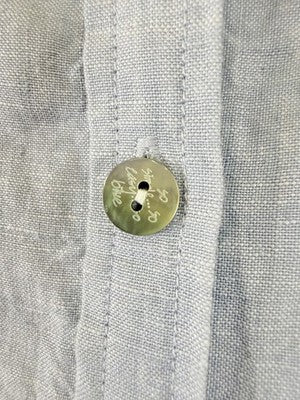 Sigrid Olsen Linen Top Medium Long Sleeve Blouse Button Up Shirt So Blue