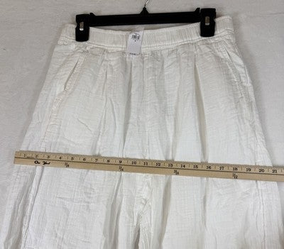 Gap Cotton Gauze Easy Barrel Leg Pants Small Women White Pull On Pockets New NWT