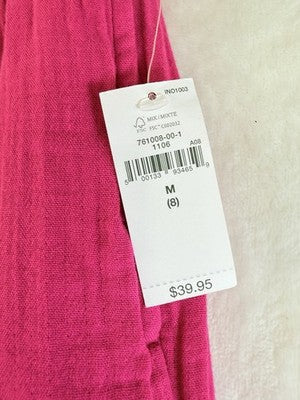Gap Kids Crinkle Gauze Easy Wide Leg Pants Medium 8 Girls Pink Pull On New NWT