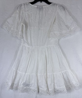 Gap Mini Dress XS Petite Women Flutter Sleeve Eyelet White Cotton Short New NWT