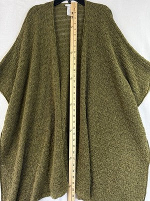 J Jill Wrap Sweater Green Scarf Knit Womens Cotton Cardigan One Size