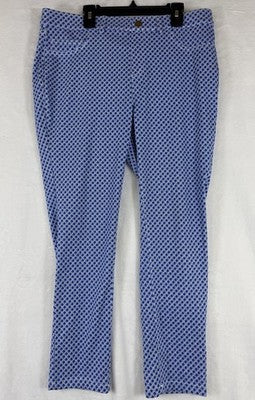 Rafaella Comfort Pants 12 Pull On Blue Print Womens