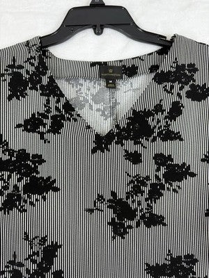 Worthington Dress Women Medium Black White Flutter Sleeve Shift Floral Print