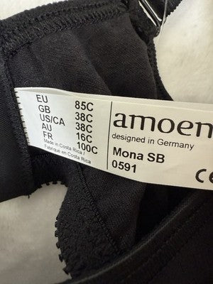 Ameona Bra 38C Mona Mastectomy Black Wire Free Wireless NWT