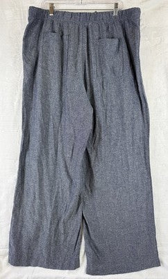 Gap Linen Blend Wide Leg Pants XL Womens Blue Pull On