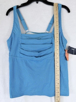 Lands End Tankini Top 14W Blue Swimsuit Square Neck Women Swim Underwire New NWT