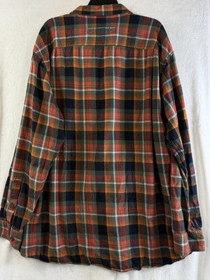 Duluth Trading Flannel Shirt Mens 2XL Tall 2XLT Long Sleeve Button Up Down Red