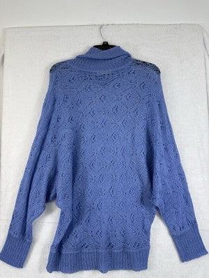 Womens XL Mohair Blend Sweater Blue Dolman Sleeve Cowl Neck Long Sleeve Tops