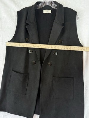 La Vila Milano XL Sleeveless Vest Blazer Black Double Breasted Pockets Women