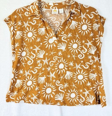 C C California Tops XL 100% Linen Short Sleeve Womens C&C
