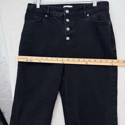 Ann Taylor Loft Jeans 10 Curvy High Rise Straight Leg Button Fly Black Denim Won