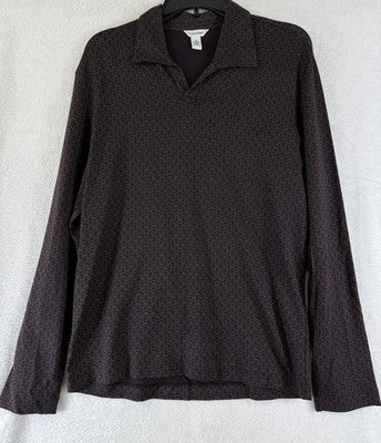 Calvin Klein Top Women Medium Long Sleeve Knit Brown Print