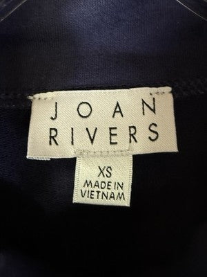 Joan Rivers Tunic Top XS Navy Blue French Terry Mock 1/2 Zip Knit Long Sleeve