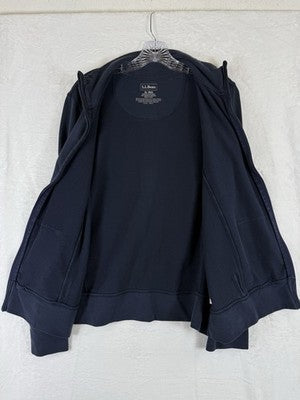 LL Bean Cozy Sweatshirt XL Navy Blue Full Zip Jacket Mock Neck Womens
