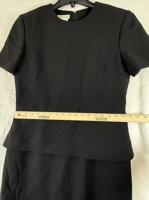 Vintage Talbots Dress 8 Black Peplum Made In USA Office Work Short Sleeve Womens