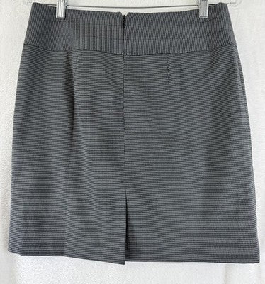 Ann Taylor Loft Skirt 4 Short Gray Black Houndstooth Womens