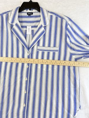 Gap Body Pajama Shirt Medium Petite Top Long Sleeve Poplin PJ Blue Top New