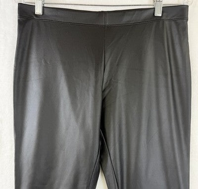Clara Sun Woo Large Pants Black Faux Leather Pull On Womens
