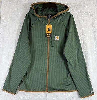 Carhartt Boys Jacket Large Green Hooded Pockets Force Full Zip Kids New NWT