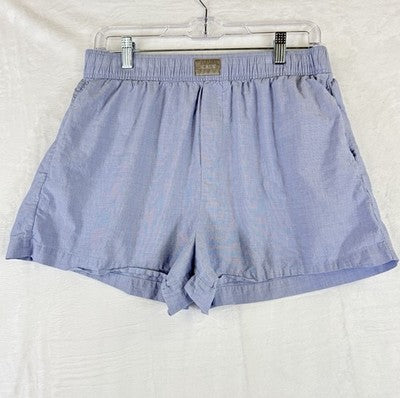 J Crew Cotton Boxer Shorts Medium Womens Sleep Pajama PJs Blue End On End