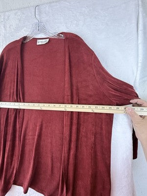 Bettina Riedel Cardigan Large Red Acetate Spandex Slinky Travel Womens