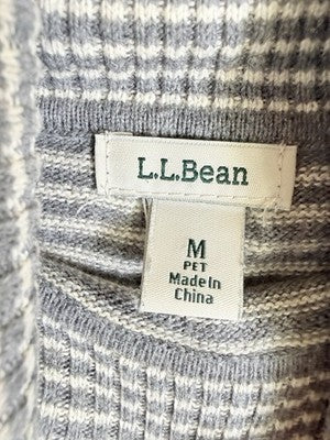 LL Bean Sweater Womens Medium Petite Cashmere Cotton Blend Turtleneck Gray
