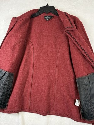 Icelandic Design Wool Jacket Medium Red Full Zip Womens