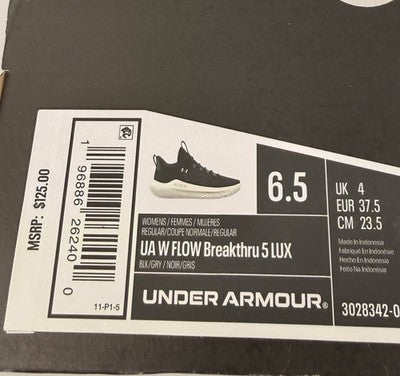 Under Armour Womens Shoes 6.5 Flow Breakthru 5 Lux Sneakers Black Shoes New