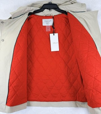 Calia Jacket XXL Womens Crop Rain Trench Coat 2X Hooded Tan Beige New NWT  $118