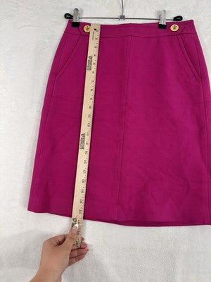 Talbots Pencil Skirt 2 Bright Hot Pink 100% Cotton Lined Womens Knee Length