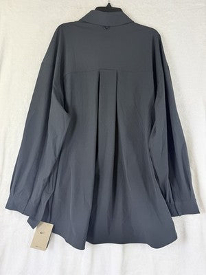 Nike 24.7 Perfect Stretch Shirt Medium Women Long Sleeve Oversized Black Top NEW