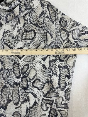 Clara Sun Woo Top Large Sweater Cowl Neck Cozy Texture Python Long Sleeve Womens