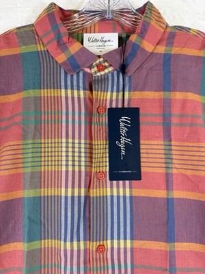 Walter Hagen Golf Shirt XL Short Sleeve Plaid Mens Button Up 100% Cotton New NWT