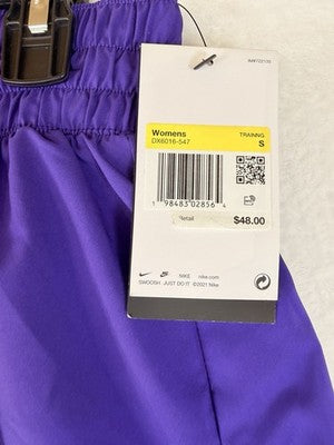 Nike One Womens Dri-FIT High-Waisted 3" 2-in-1 Shorts Small Purple New