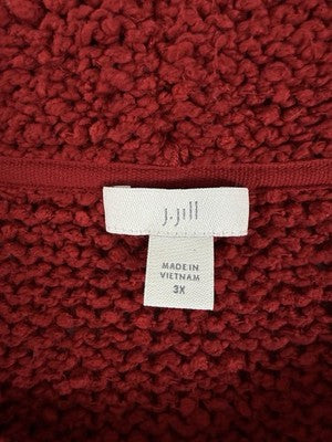 J Jill 3X Sweater Top Cowl Neck Red Long Sleeve Womens Plus Size