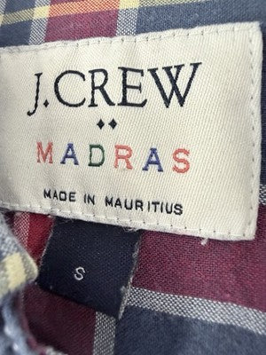 J Crew Madras Shirt Small Long Sleeve Red Blue Plaid Button Up Mens
