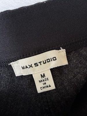 Max Studio Pants Medium Black Pinstriped Knit Pull On Striped Womens