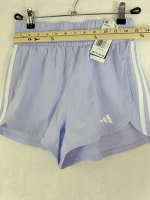 Adidas Pacer Shorts Women XS Purple Violet High Waisted Woven 3 Stripes New NWT