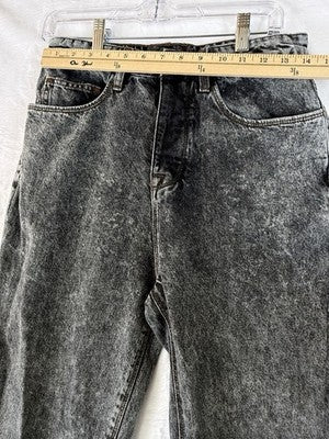 ASOS Collusion X005 Jeans 30 Womens Black Acid Wash Button Fly High Rise Denim