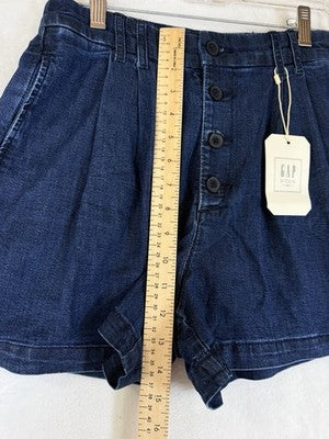 Gap × DÔEN High Rise Pleated Denim Trouser Shorts 26 2 Women Dark Blue New NWT
