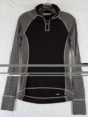Akini Sweater Medium Womens 100% Merino Wool 1/4 Zip Brown Top