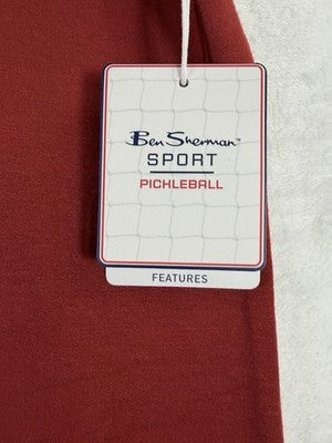 Ben Sherman Polo Shirt Medium Red Mens Pickleball Shirt Short Sleeves New NWT