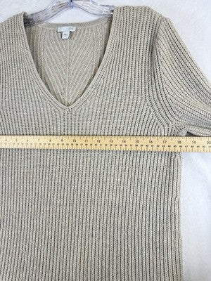 J Jill Sweater Small Wool Blend Beige Long Sleeve V Neck Tops Tunic Womens